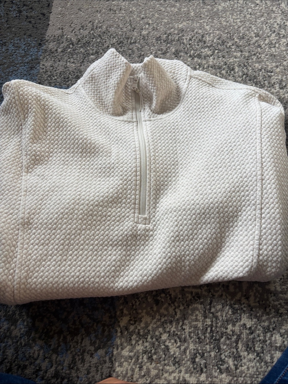 Old Navy Cream Textured Quarter-Zip Pullover